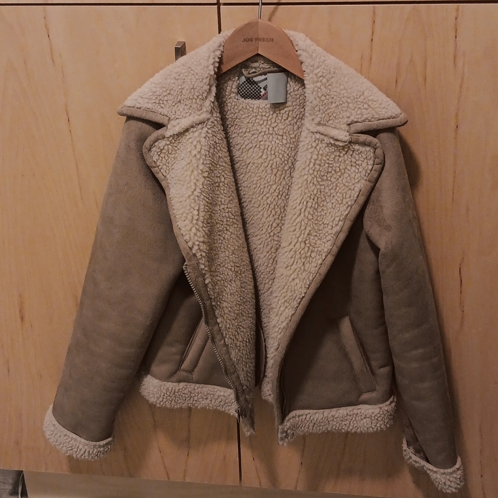 Kids size 10-12 Sherpa and Suede jacket